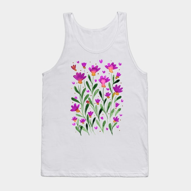 Forget me not flowers - viva magenta and green Tank Top by wackapacka